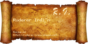 Ruderer Irén névjegykártya
